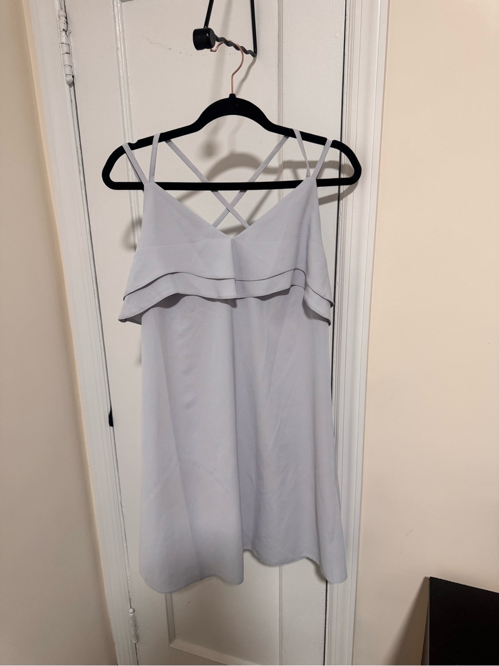 Milani Light Gray Strappy Ruffle Mini Dress